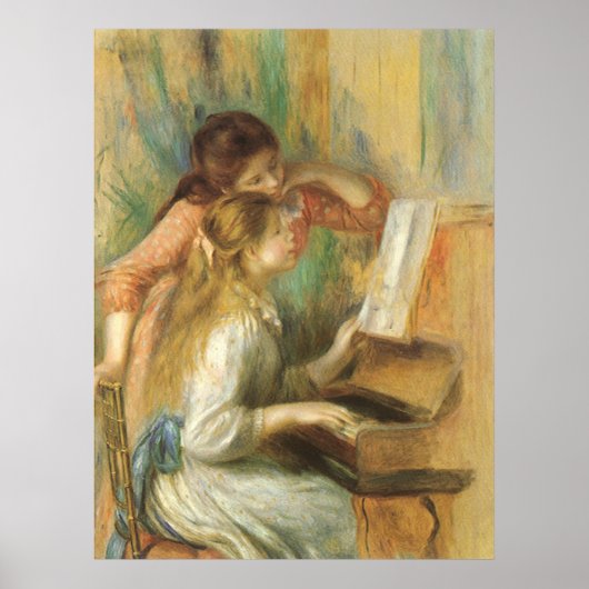 Jonge meisjes in Piano door Pierre Renoir Poster (Voorkant)
