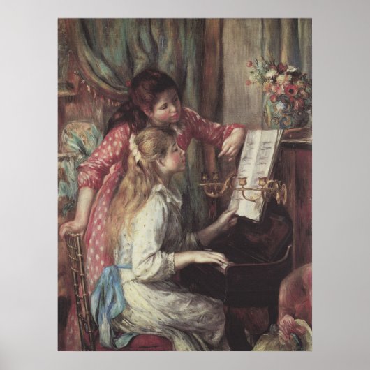 Jonge meisjes in Piano door Pierre Renoir Poster (Voorkant)