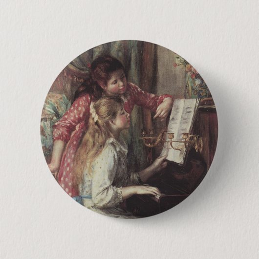 Jonge meisjes in Piano door Pierre Renoir Ronde Button 5,7 Cm (Voorkant)