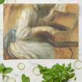 Jonge meisjes in Piano door Pierre Renoir Theedoek (Gevouwen)