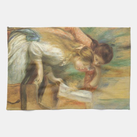 Jonge meisjes in Piano door Pierre Renoir Theedoek (Horizontaal)