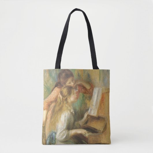 Jonge meisjes in Piano door Pierre Renoir Tote Bag (Voorkant)