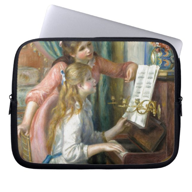 Jonge meisjes in Piano - Pierre Renoir Laptop Sleeve (Voorkant)