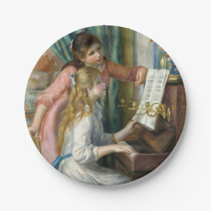 Jonge meisjes in Piano - Pierre Renoir Papieren Bordje