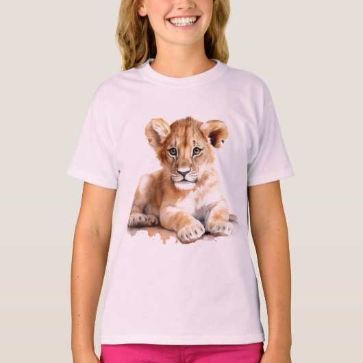 Jonge meisjes leeuwenwelp T-shirt (Voorkant)