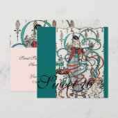 JONGE MEISJES MET KLEURSTRIBBENS 16 PARTIJ KAART (Voorkant / Achterkant)