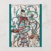 JONGE MEISJES MET KLORFUL RIBBON SWIRLS EN CUPID BRIEFKAART (Voorkant)