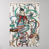 JONGE MEISJES MET KLORFUL RIBBON SWIRLS EN CUPID POSTER (Voorkant)