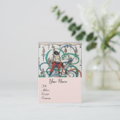 JONGE MEISJES MET KLORFUL RIBBON SWIRLS EN CUPID VISITEKAARTJE (Staand voorkant)