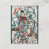 JONGE MEISJES MET KLORFUL RIBBON SWIRLS EN CUPID VISITEKAARTJE (Achterkant)