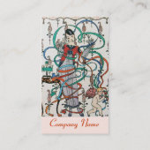 JONGE MEISJES MET KLORFUL RIBBON SWIRLS EN CUPID VISITEKAARTJE (Achterkant)