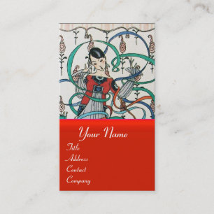 JONGE MEISJES MET KLORFUL RIBBON SWIRLS EN CUPID VISITEKAARTJE