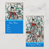 JONGE MEISJES MET KLORFUL RIBBON SWIRLS EN CUPID VISITEKAARTJE (Voorkant / Achterkant)