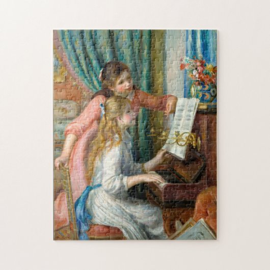 Jonge meisjes op de piano door Pierre-Auguste Reno Legpuzzel (Verticaal)