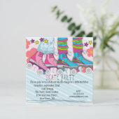 Jonge meisjes Roller Skating-verjaardagsuitnodigin Kaart (Staand voorkant)