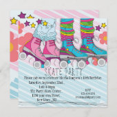 Jonge meisjes Roller Skating-verjaardagsuitnodigin Kaart (Voorkant / Achterkant)