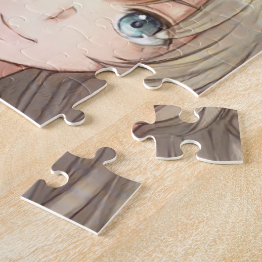 Jonge meisjes schattige gember en bruin haar legpuzzel (Zijkant)