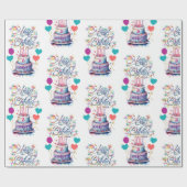 Jonge Meisjes Verjaardag Naam toevoegen Leeftijd   Cadeaupapier (Vlak)