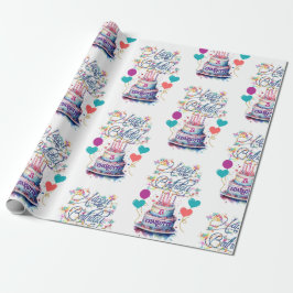 Jonge Meisjes Verjaardag Naam toevoegen Leeftijd   Cadeaupapier