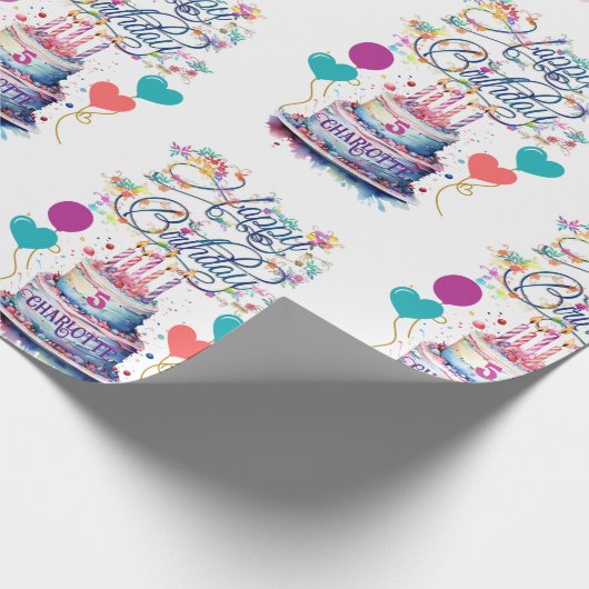 Jonge Meisjes Verjaardag Naam toevoegen Leeftijd   Cadeaupapier (Hoek)