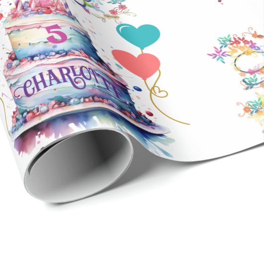 Jonge Meisjes Verjaardag Naam toevoegen Leeftijd   Cadeaupapier (Rol Hoek)