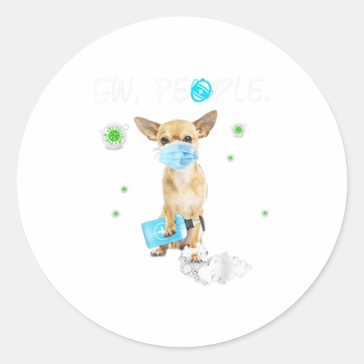 Jonge mensen Chihuahua Dog die een gezichtsmasker- Ronde Sticker (Voorkant)
