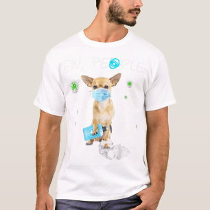 Jonge mensen Chihuahua Dog die een gezichtsmasker- T-shirt