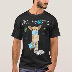 Jonge mensen Chihuahua Dog die een gezichtsmasker- T-shirt