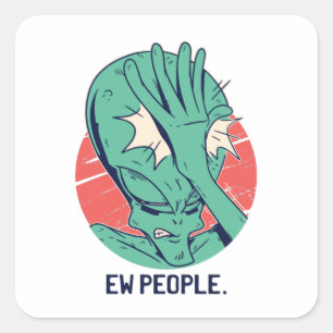 Jonge mensen Funny Aliens Space Gift Vierkante Sticker