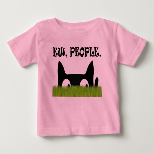 Jonge mensen Funny Cat Green Grass Baby Shirt (Voorkant)