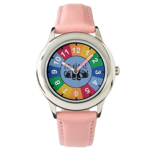 Jonge mensen Funny Meowy Black Cats Horloge (Voorkant)