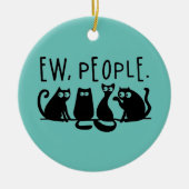 Jonge mensen Funny Meowy Black Cats Keramisch Ornament (Voorkant)