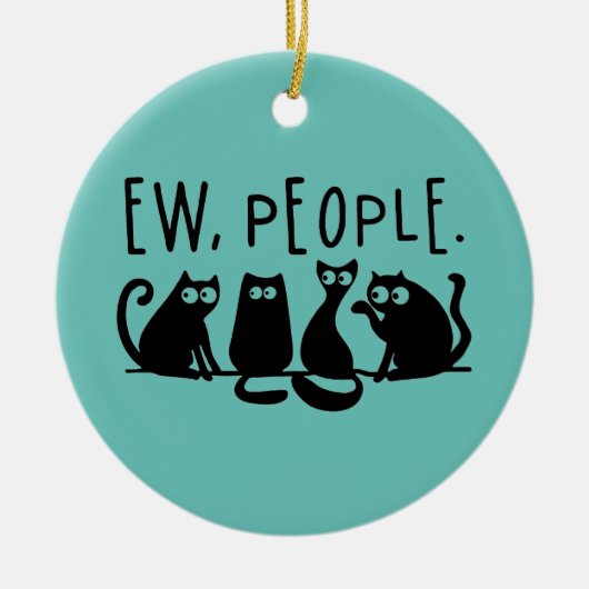 Jonge mensen Funny Meowy Black Cats Keramisch Ornament (Voorkant)