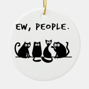 Jonge mensen Funny Meowy Black Cats Keramisch Ornament