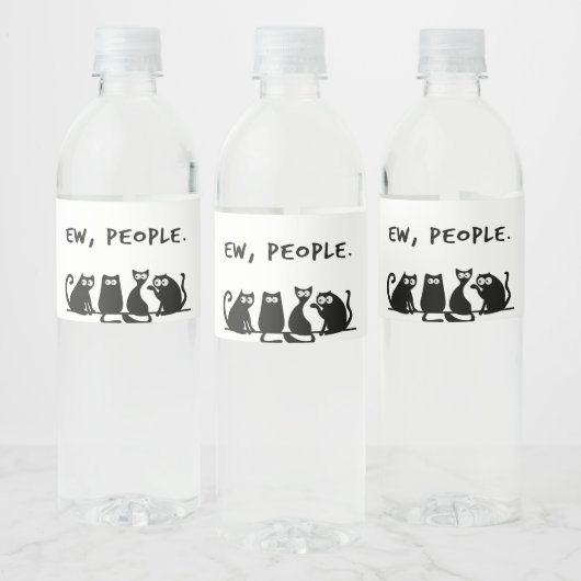 Jonge mensen Funny Meowy Black Cats Waterfles Etiket (Flessen)