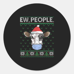 Jonge mensen Koe Gezichtsmasker kerstman kerstman Ronde Sticker