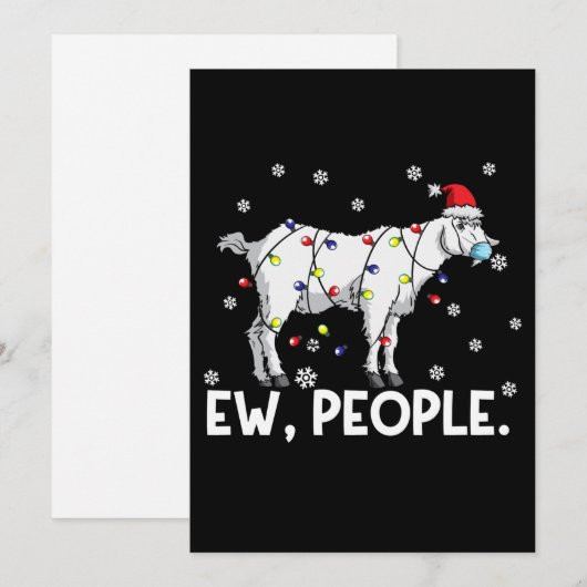 Jonge mensen krijgen cadeautjes voor schamele geit feestdagenkaart (Voorkant / Achterkant)