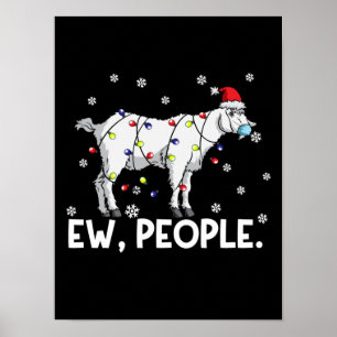 Jonge mensen krijgen cadeautjes voor schamele geit poster