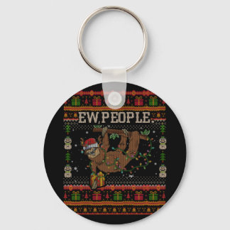 Jonge mensen met een glansende slogan in Mask Ugly Sleutelhanger