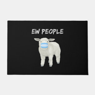Jonge mensen schaapen of lammeren in een masker deurmat