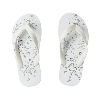 Jonge mode meisje - Geschetste kunst in zwart en w Kinder Teenslippers