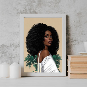 Jonge moderne zwarte Afro-meisje illustreert Poster