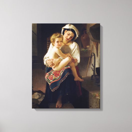 Jonge moeder die haar kind bezoekt canvas afdruk (Voorkant)