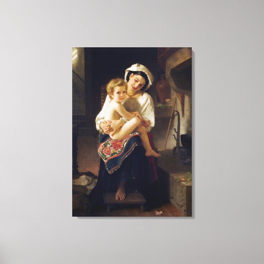 Jonge moeder die haar kind bezoekt canvas afdruk (Voorkant)