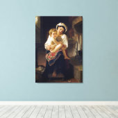 Jonge moeder die haar kind bezoekt canvas afdruk (Insitu (Houten vloer))