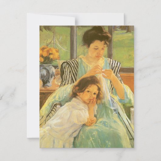 Jonge moeder die naait door Mary Cassatt (Voorkant)