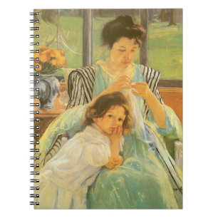 Jonge moeder die naait door Mary Cassatt Notitieboek