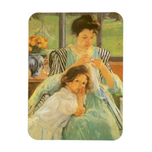 Jonge moeder die naait door Mary Cassatt, Vintage Magneet