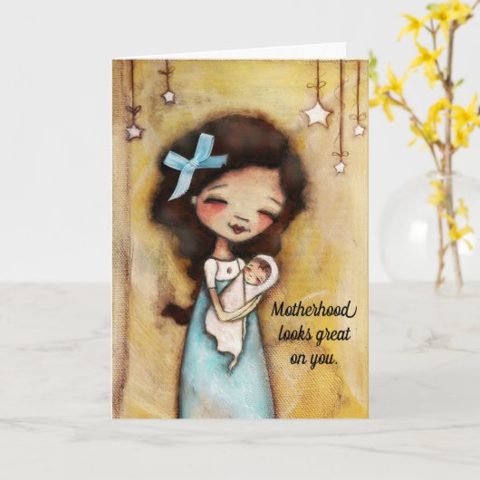 Jonge moeder - Eerste Moederdag Kaart (Gele Bloem)