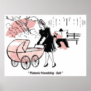 Jonge moeder met Baby, kinderwagen, Humor, Grappig Poster